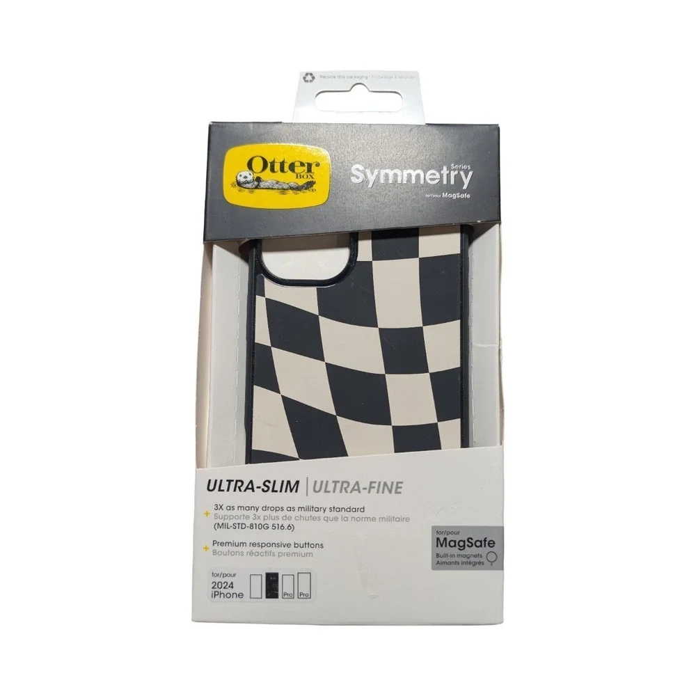 O5-N OtterBox iPhone 16 Plus Symmetry Series‎ Case - Wavy Charcoal Checkers